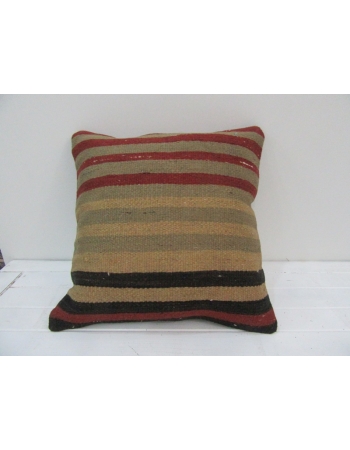 Vintage Handwoven Colorful Striped Turkish Kilim Pillow cover