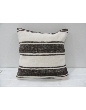 Vintage White and Brown Striped Turkish Kilim Pillow cover