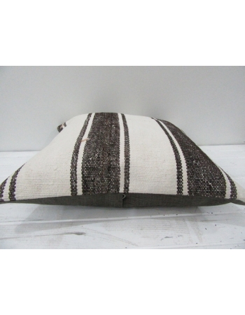 Vintage White and Brown Striped Turkish Kilim Pillow cover