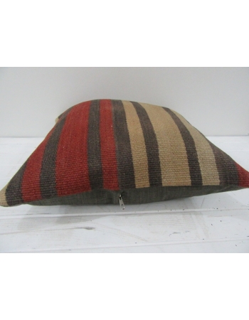 Vintage Handwoven Colorful Striped Turkish Kilim Pillow cover