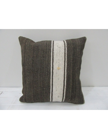 Vintage White Striped Brown Turkish Kilim Pillow cover