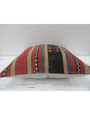 Vintage Handwoven Colorful Striped Embroidered Turkish Kilim Pillow cover
