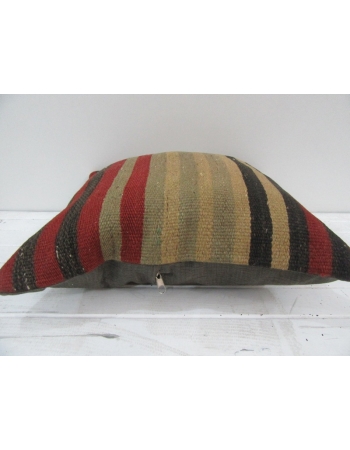 Vintage Handwoven Colorful Striped Turkish Kilim Pillow cover