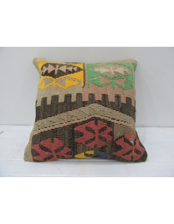 Vintage Handwoven Embroidered Decorative Multicolor Turkish Kilim pillow cover