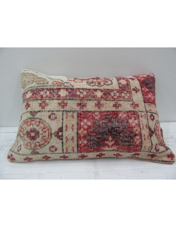 Vintage Handmade Beige and Coral Pillow Cushion Cover