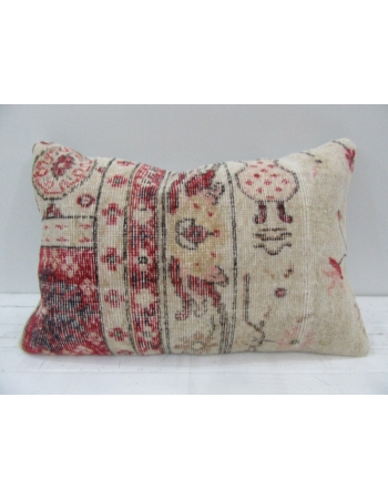 Vintage Handmade Beige and Coral Pillow Cushion Cover