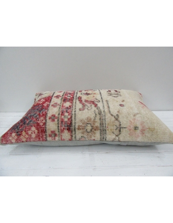 Vintage Handmade Beige and Coral Pillow Cushion Cover