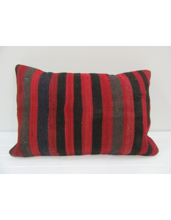 Vintage Handmade Red and Black Striped Kilim Cushion Cover