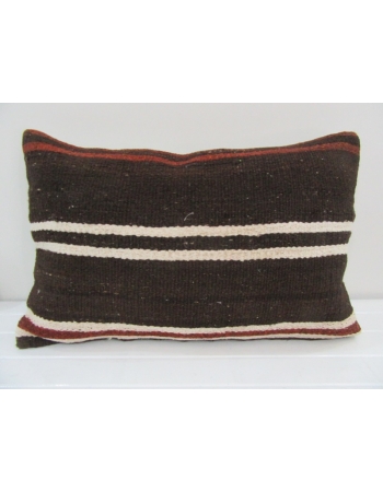 Vintage Handmade Darkbrown White Striped Kilim Cushion Cover