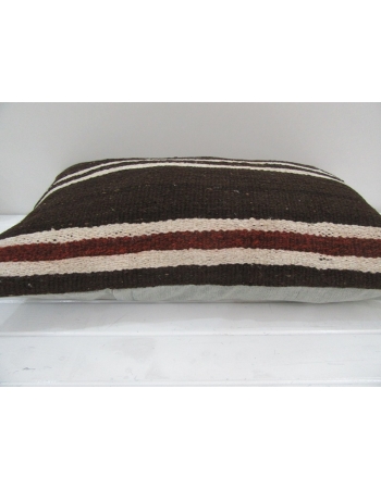 Vintage Handmade Darkbrown White Striped Kilim Cushion Cover