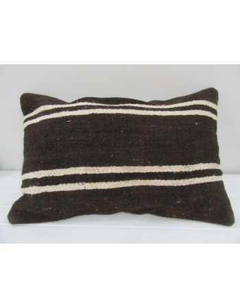 Vintage Handmade Dark Brown White Striped Kilim Cushion Cover