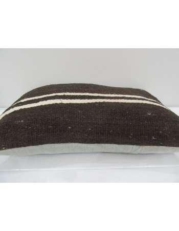 Vintage Handmade Dark Brown White Striped Kilim Cushion Cover