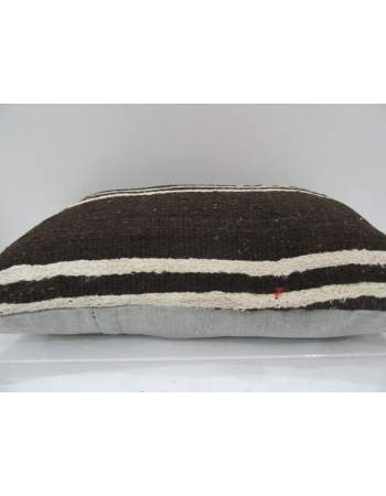 Vintage Handmade Dark Brown White Striped Kilim Cushion Cover