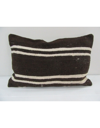 Vintage Handmade White Striped Brown Kilim Cushion Cover