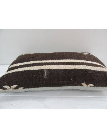 Vintage Handmade White Striped Brown Kilim Cushion Cover