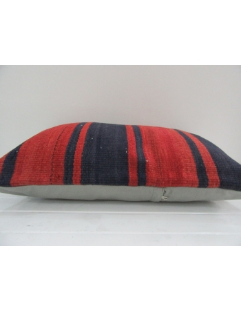 Vintage Handmade Navy Blue and Red Striped Kilim Cushion Cover