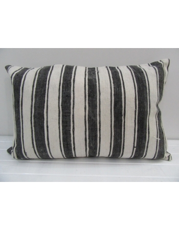 Vintage Handwoven White and Gray Striped Pillow cover