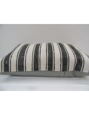 Vintage Handwoven White and Gray Striped Pillow cover