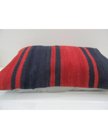 Vintage Handmade Navy Blue and Red Striped Kilim Cushion Cover