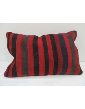 Vintage Handmade Black and Red Striped Kilim Cushion Cover
