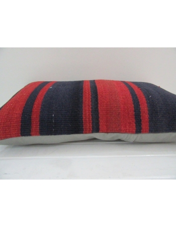 Vintage Handmade Navy Blue and Red Striped Kilim Cushion Cover