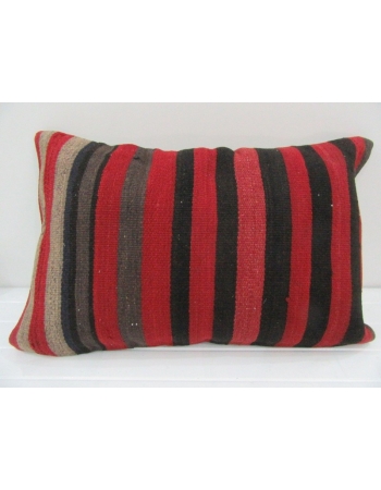 Vintage Handmade Black and Red Striped Kilim Cushion Cover