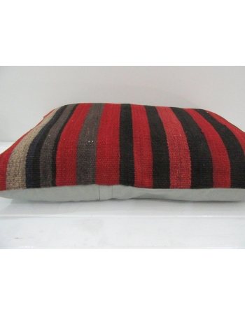 Vintage Handmade Black and Red Striped Kilim Cushion Cover