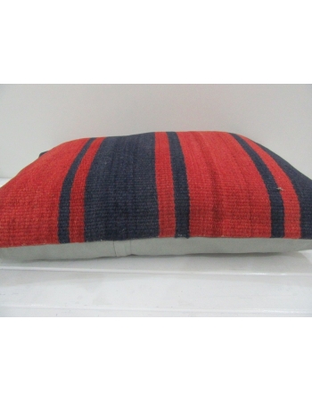 Vintage Handmade Navy Blue and Red Striped Kilim Cushion Cover