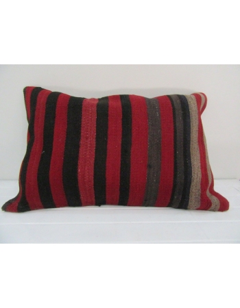 Vintage Handmade Black and Red Striped Kilim Cushion Cover