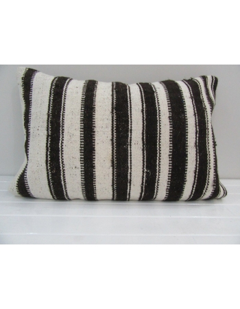 Vintage Handmade Black and White Striped Kilim Cushion Cover