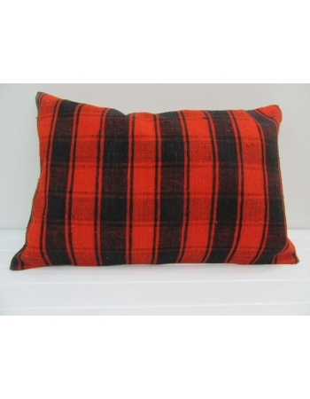 Vintage Handmade Orange and Black Striped Kilim Cushion Cover