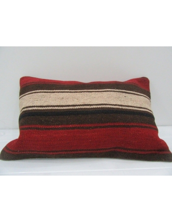 Vintage Handmade Beige and Brown Striped Red Kilim Cushion Cover