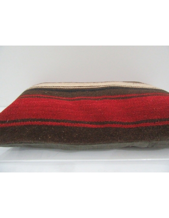 Vintage Handmade Beige and Brown Striped Red Kilim Cushion Cover