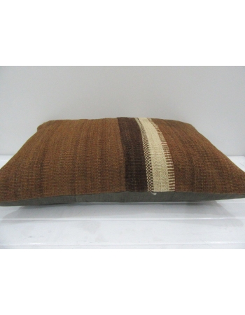 Vintage Handmade Beige Striped Brown Kilim Cushion Cover