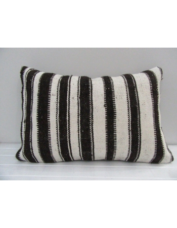 Vintage Handmade Black and White Striped Kilim Cushion Cover