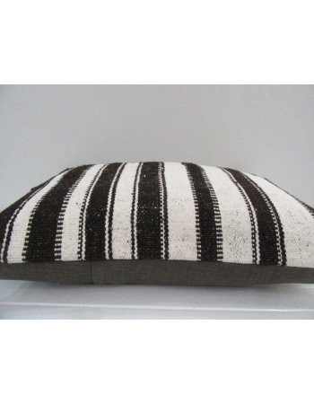 Vintage Handmade Black and White Striped Kilim Cushion Cover