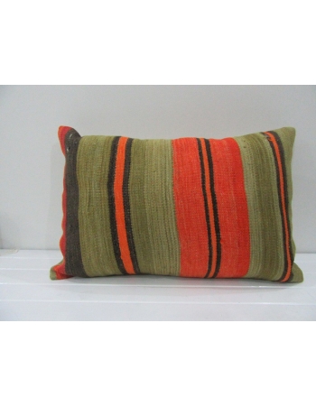 Vintage Handmade Orange and Green Striped Kilim Cushion Cover