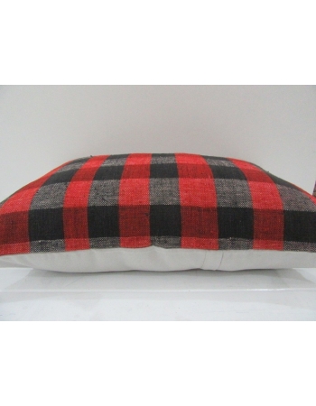 Vintage Handmade Gray and Red Striped Kilim Cushion Cover