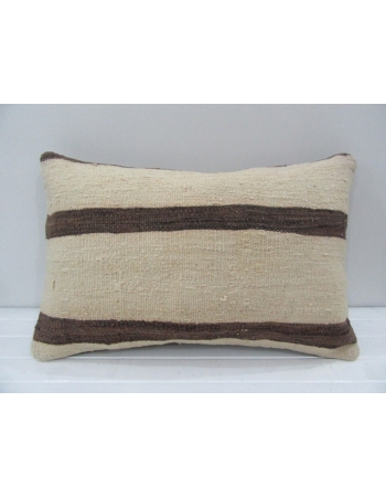 Vintage Handmade Brown Striped Beige Kilim Cushion Cover