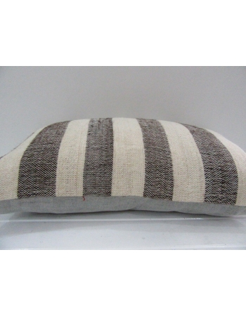 Vintage Handmade Gray and Beige Striped Turkish Kilim Pillow cover