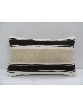 Vintage Handmade Black Striped Beige Turkish Kilim Pillow cover