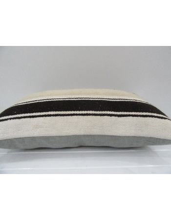 Vintage Handmade Black Striped Beige Turkish Kilim Pillow cover