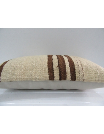 Vintage Handmade Brown Striped Natural Turkish Kilim Pillow cover