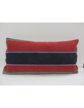 Vintage Handmade Black Striped Red Turkish Kilim Pillow Cover