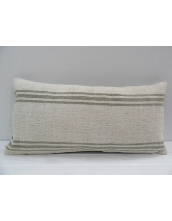 Vintage Handmade Ivory Striped Natural Turkish Kilim Pillow Cover