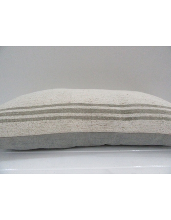 Vintage Handmade Ivory Striped Natural Turkish Kilim Pillow Cover