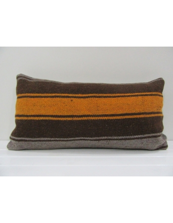 Vintage Gray, Orange and Brown Striped Turkish Kilim Pillow Cover