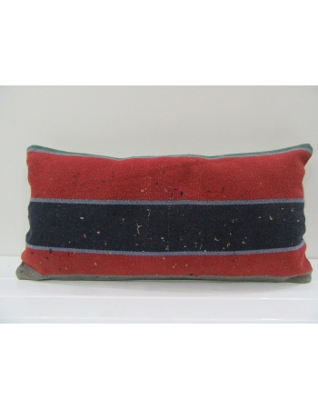 Vintage Handmade Black Striped Red Turkish Kilim Pillow Cover