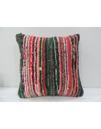 Vintage Handmade Green and Red Striped Turkish Kilim Pillow cover