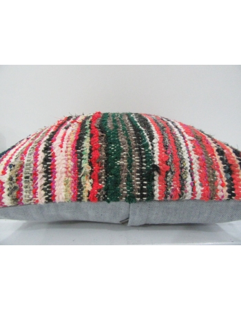 Vintage Handmade Green and Red Striped Turkish Kilim Pillow cover